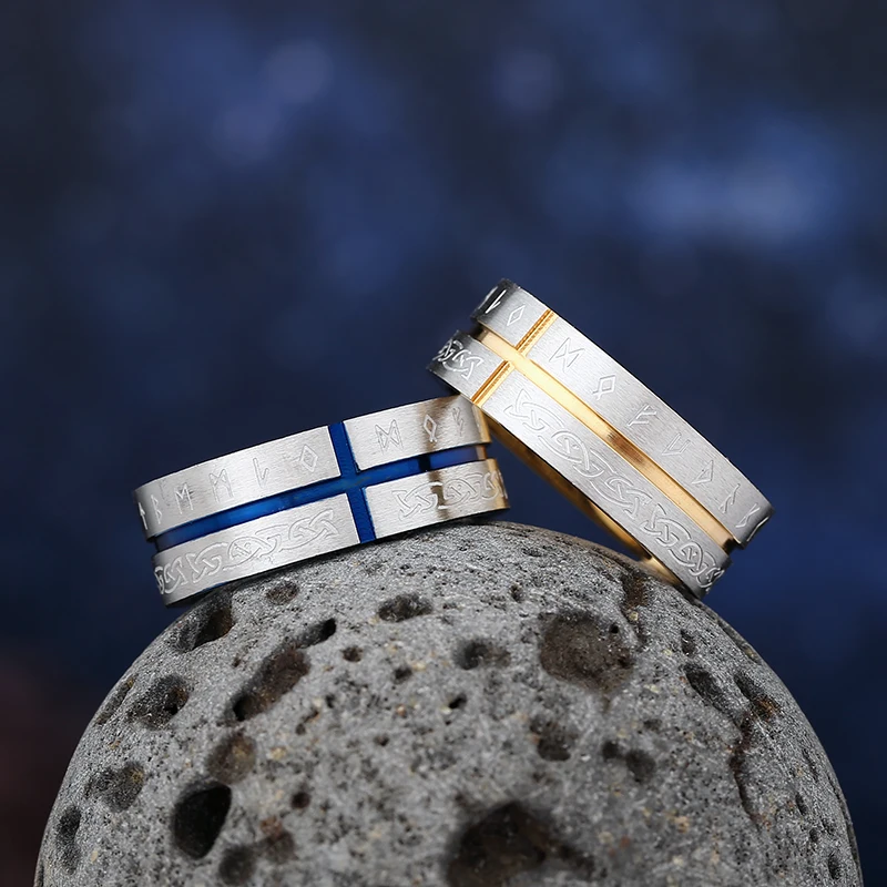 2024 New 316L Stainless Steel Viking Runes Odin Ring For Man Women Fashion Anels Gold Colour Fashion Jewelry us size 7 to 13