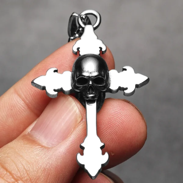 Sf78346645e2d4e0398130321d4238bf5m-3.webp Simple Skull Cross Men Necklaces Stainless Steel Pendant Chain Women Fashion Jewelry Punk New In Accessories Gifts Wholesale