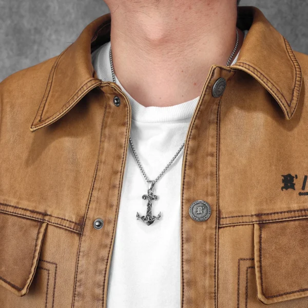 Sf963910c579c4b1394474061be9bb557y.webp Sea Wave Anchor Men Necklaces Stainless Steel Pendant Chain Women Fashion Jewelry Punk New In Accessories Gifts Wholesale