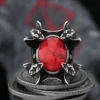 Punk Rock New Dropshipping 316L Stainless Steel Animal Snake Ring With Red Stone For Man Women Party Gift