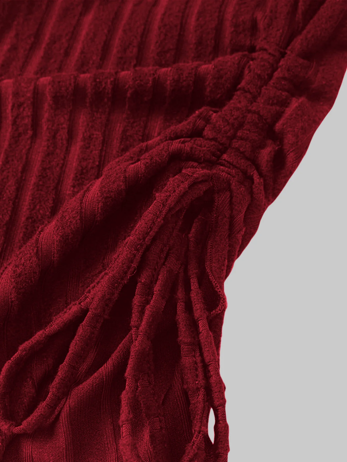 Gothic-inspired Brushed Rib Knit Top: Asymmetrical Boat Neckline with Flared Bell Sleeves and Exposed Single Shoulder Silhouette - Image 5