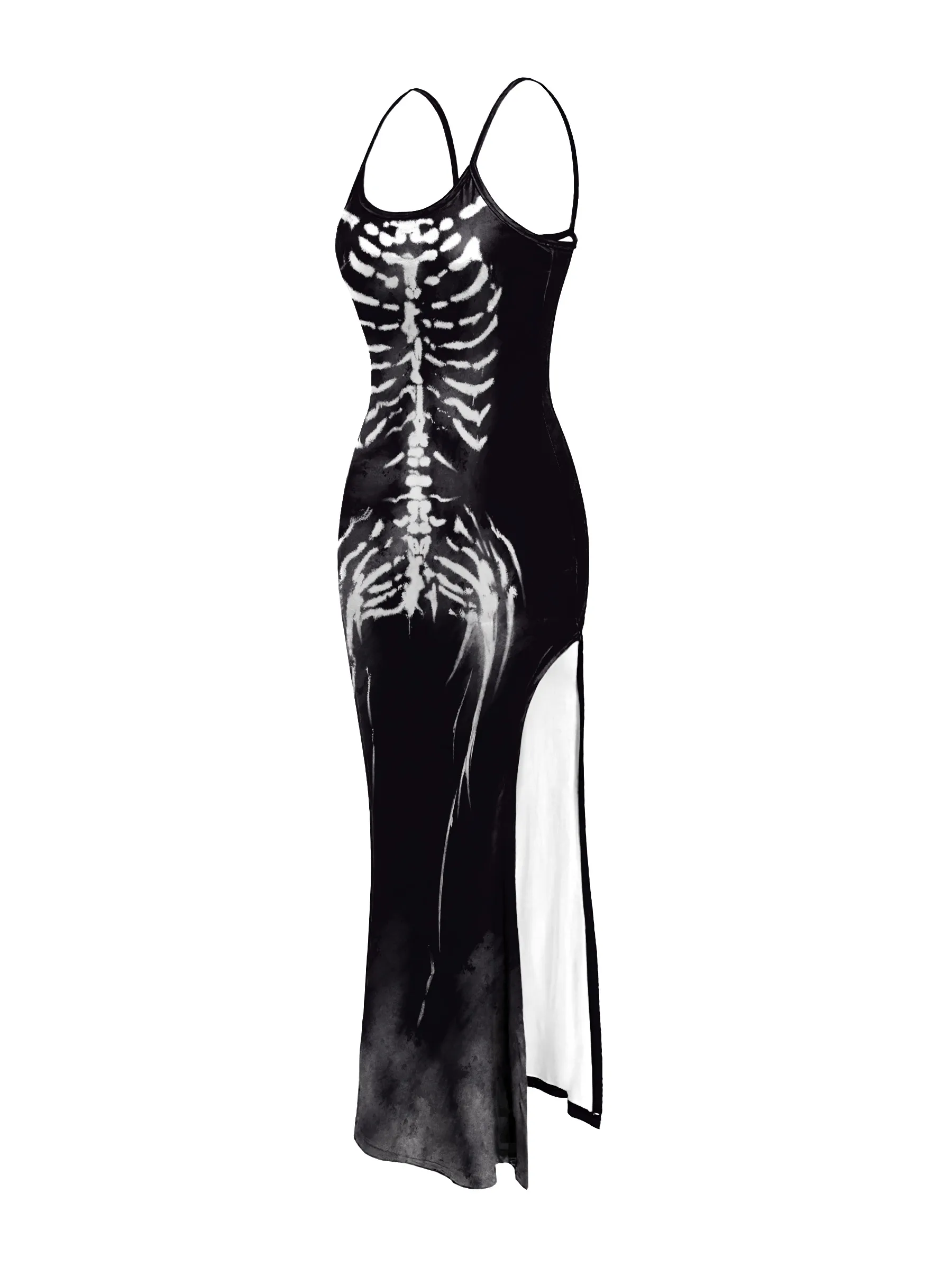 Punk Camisole Dress Halloween Long Dress Gothic Skeleton Pattern Cosplay Costume Party Dress Sexy Outfit Festival Clothing - Image 5
