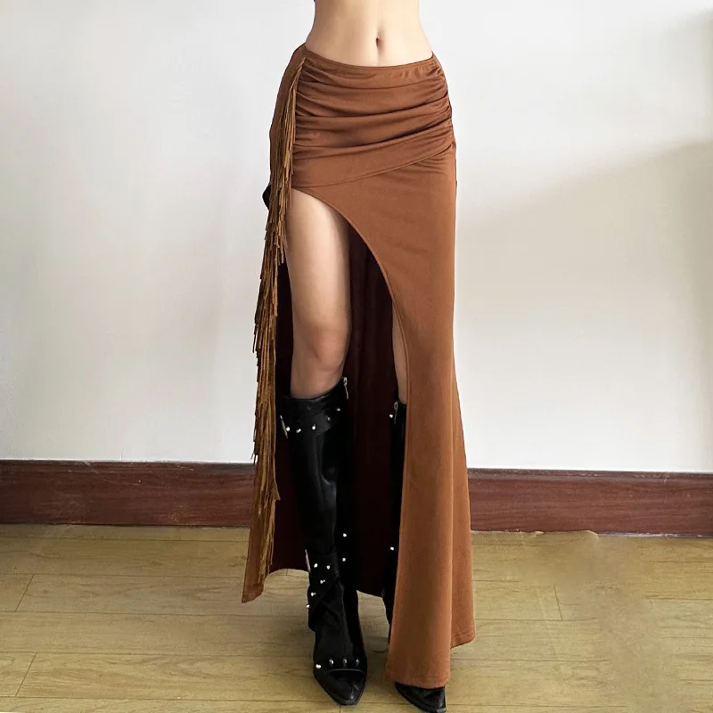 Sd88ce4865d1a4c2c8fd332c4dd55e3a5S.webp Goth Dark Vintage Fashion Solid High Waist Long Skirts E-girl Grunge Tassels Pleat Irregular Skirt Women Streetwear Y2K Bottoms