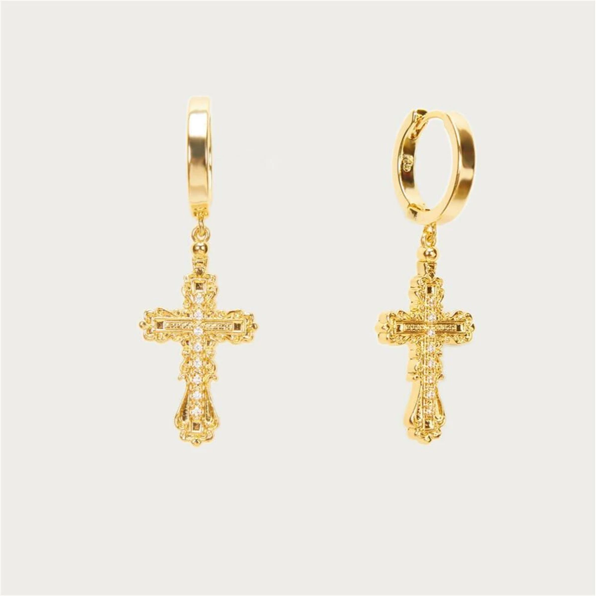 Gothic style cross necklace, women's shell pearl, minimalist personality, punk style, real gold plating, color preservation - Image 8