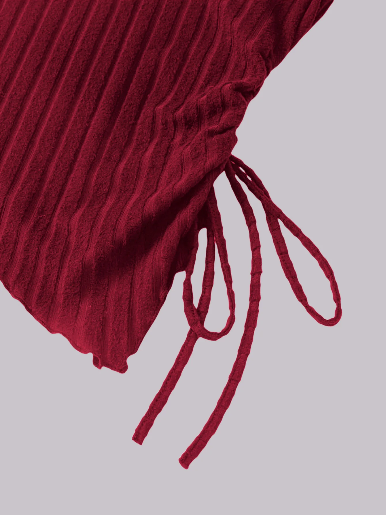 Gothic-inspired Brushed Rib Knit Top: Asymmetrical Boat Neckline with Flared Bell Sleeves and Exposed Single Shoulder Silhouette - Image 6