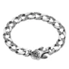 BOCAI New S925 Pure Silver Men's Bracelet Real Solid Punk Skull Head Design Simple Couple Bracelet for Parties