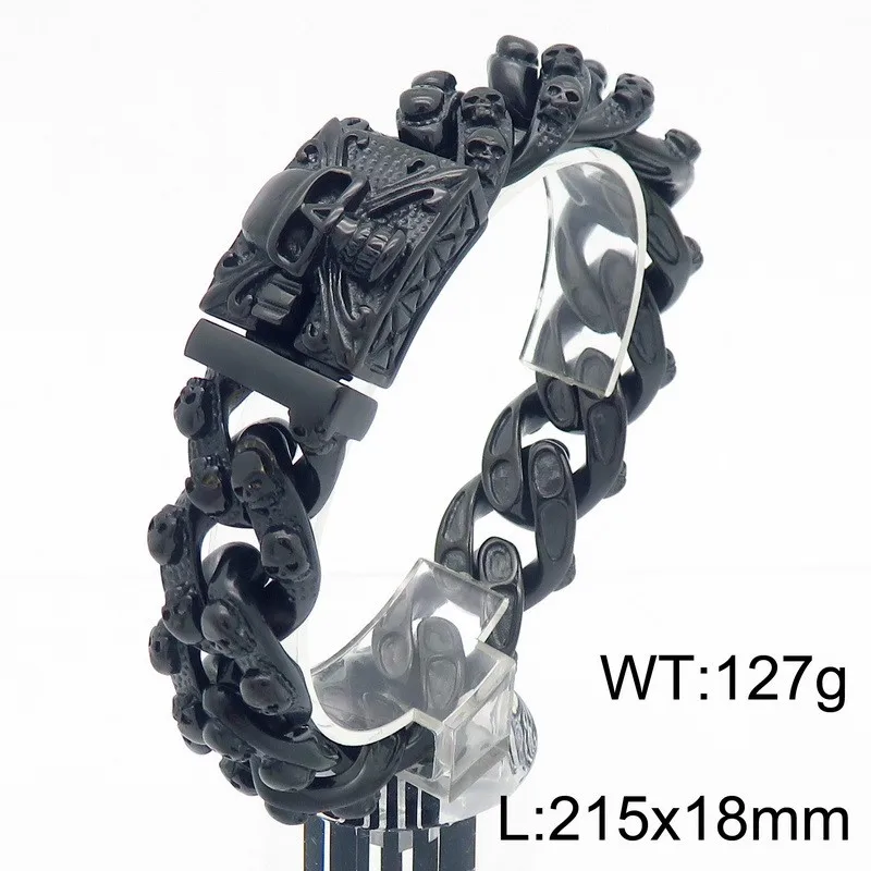 KALEN Punk Style Fine Jewelry Fashion Bracelets Stainless Steel Skull Links Bracelet for Men - Image 8