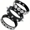 Trendy Multi Layer Leather Bracelets Set for Men Punk Hollow Star Spike Rivet Wristband Jewelry