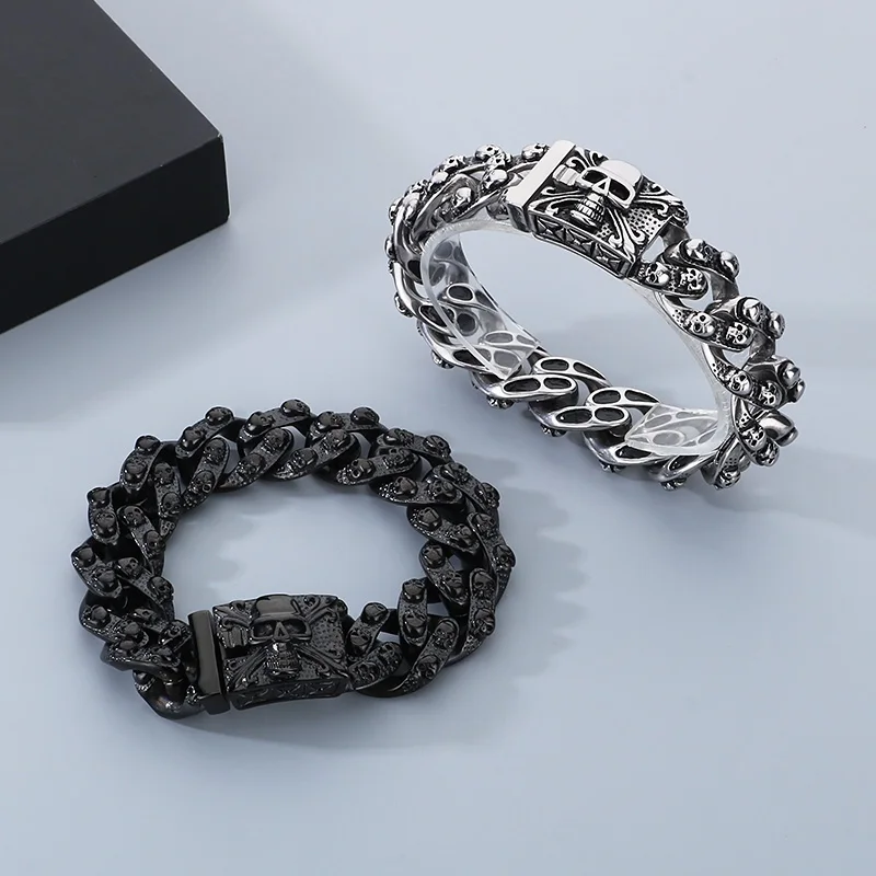 KALEN Punk Style Fine Jewelry Fashion Bracelets Stainless Steel Skull Links Bracelet for Men - Image 5