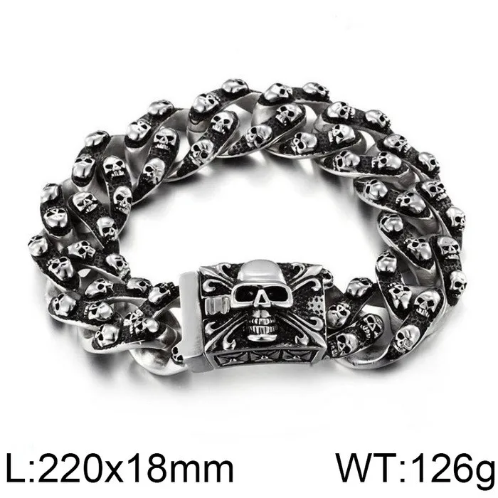 KALEN Punk Style Fine Jewelry Fashion Bracelets Stainless Steel Skull Links Bracelet for Men - Image 7