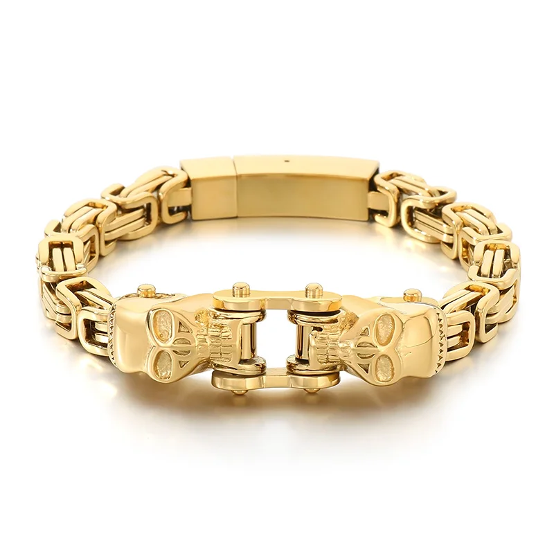 Ha4ec234ec74a44919864b28e9143d81eN.webp KALEN Punk Fine Jewelry Fashion Bracelets Stainless Steel Skull Byzantine Links Bracelet