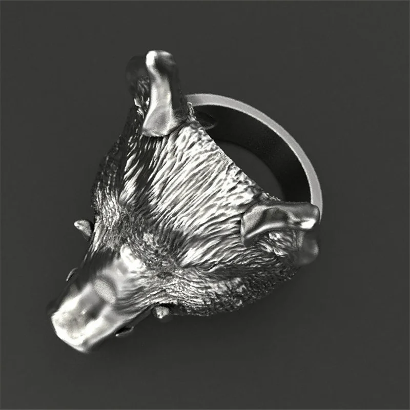 New Vintage Animal Wild Boar Head Alloy Rings for Men Finger-Ring Cool Stuff Accessories Men's Jewelry Discount - Image 4