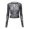S2a4130732e4a433e8644ab26fef8a5f4x.webp Gothic Punk Shirt 2000s Women Skeleton Pattern Round Neck Long Sleeve Crop Top Black Dark Academia Clothes y2k Tees Streetwear