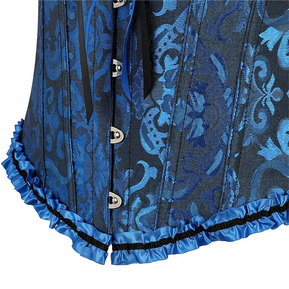 Gothic Corsets Lace Up Corset Top Y2K Jacquard Design Bustier Corset Elegant Ruffle Boned Structure Waist Trainer Cincher Bridal - Image 5