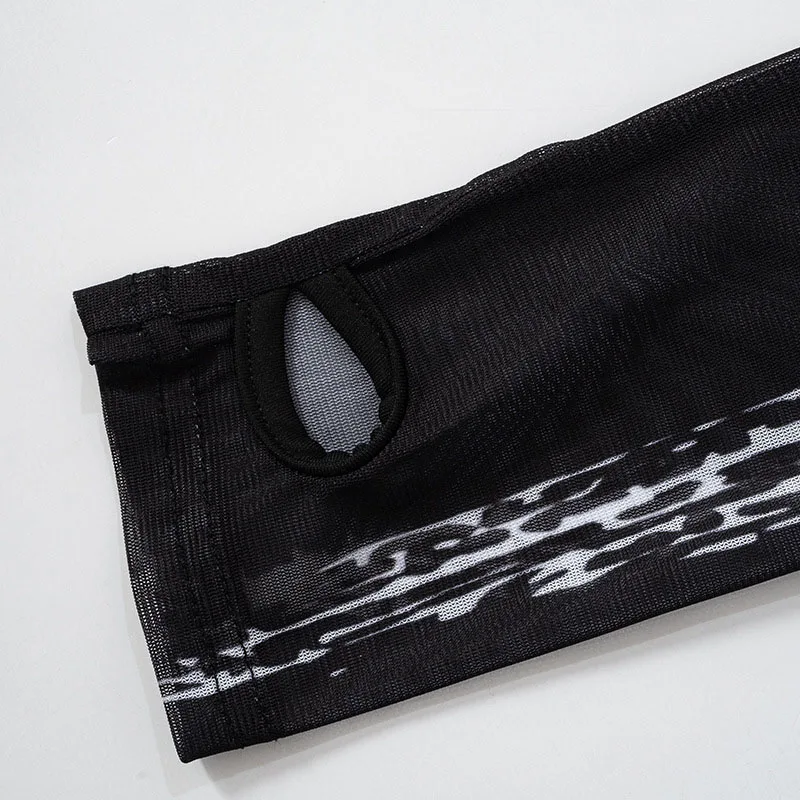 Gothic Punk Shirt 2000s Women Skeleton Pattern Round Neck Long Sleeve Crop Top Black Dark Academia Clothes y2k Tees Streetwear - Image 8