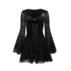 Gothic Dark Punk Retro Velvet Black Women's Dress Original Design 2025 Autumn New Sweet Cool Y2k Sexy Halloween Costume Ladies