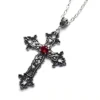 Goth Jewelry Red Black Crystal Cross Pendant Necklace For Women Men Gothic Punk Choker Necklaces Goth Jewelry