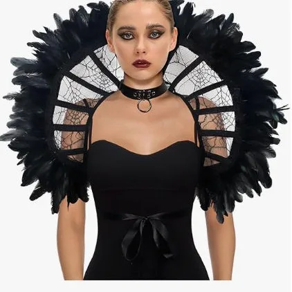 Gothic Lace Cape Collar Renaissance Stand Collar Lace Cloak Halloween Cosplay Accessorie Dress Up Costumes Props Black - Image 6