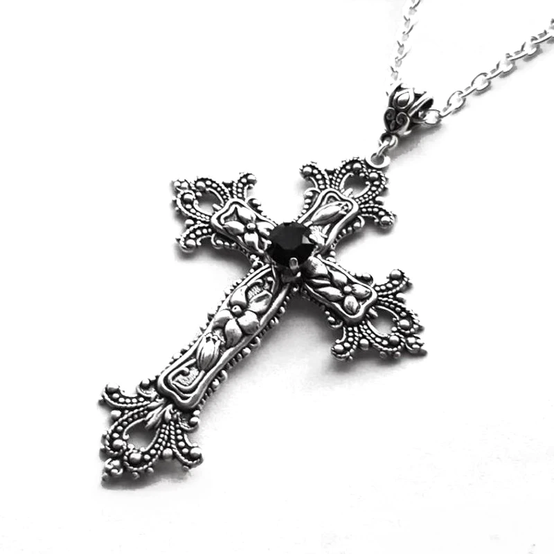 Sa8b3707e401e401599aed90f77bcd2ddG.webp Goth Jewelry Red Black Crystal Cross Pendant Necklace For Women Men Gothic Punk Choker Necklaces Goth Jewelry