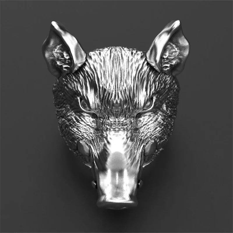New Vintage Animal Wild Boar Head Alloy Rings for Men Finger-Ring Cool Stuff Accessories Men's Jewelry Discount - Image 6