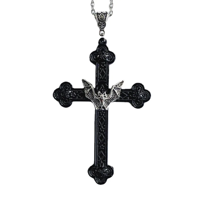 Sb4200ad1e9ab452a80b08c422647122bI-4.webp Goth Jewelry Red Black Crystal Cross Pendant Necklace For Women Men Gothic Punk Choker Necklaces Goth Jewelry